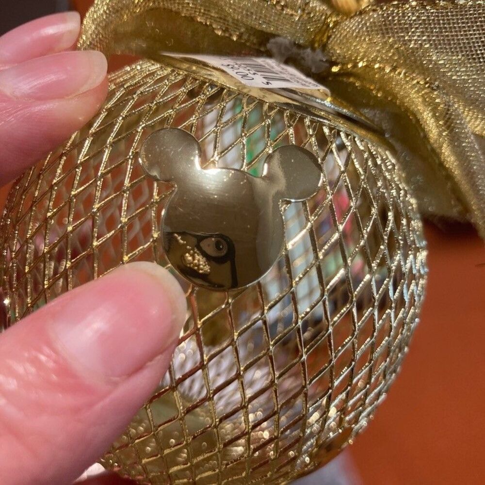 Walt Disney Parks & Resorts Christmas‎ Ornament Gold Mesh Ball Mickey Mouse Ears - Picture 5 of 5